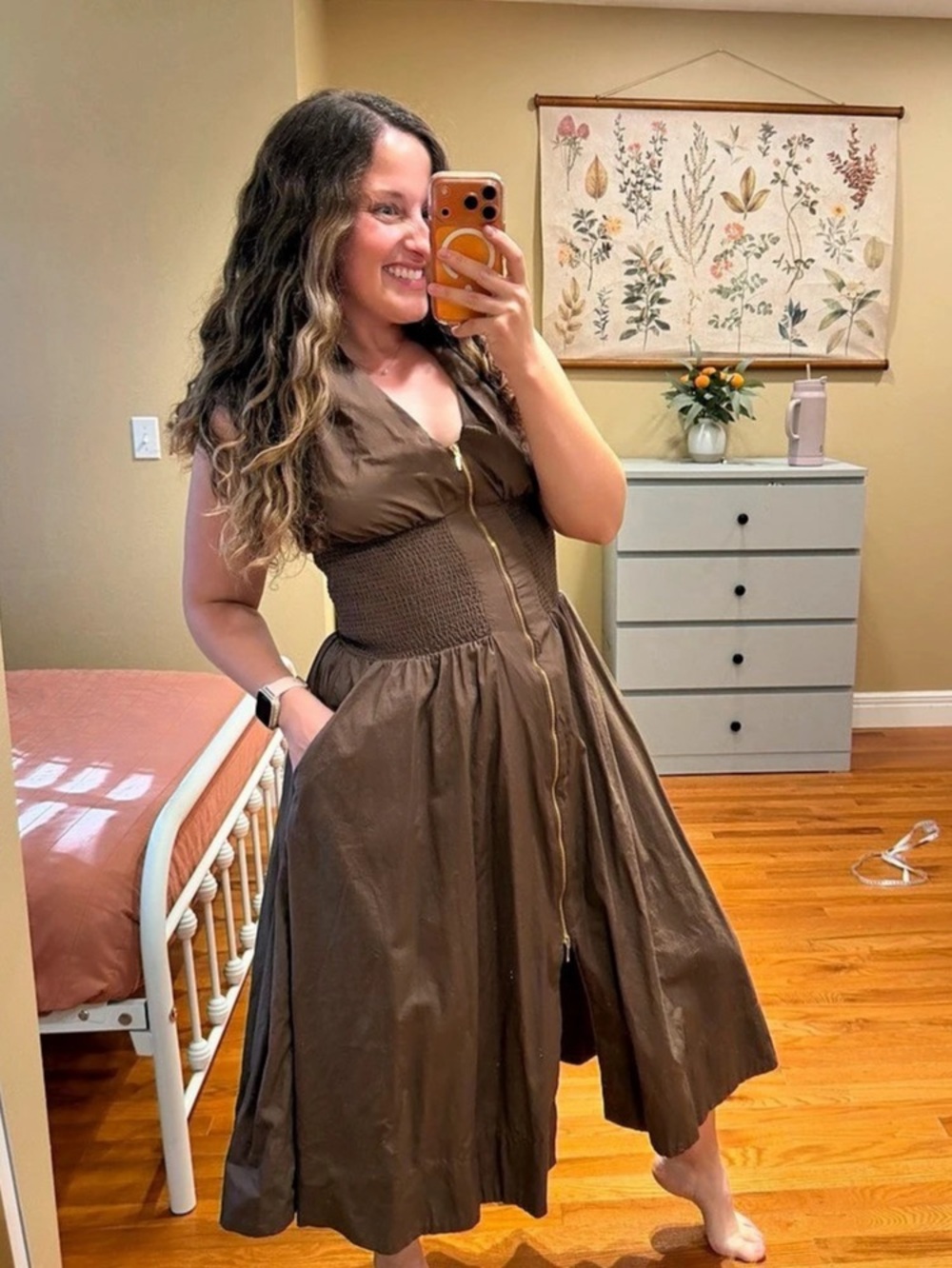 Anthropologie The Tommie Brown Midi Dress Size Small